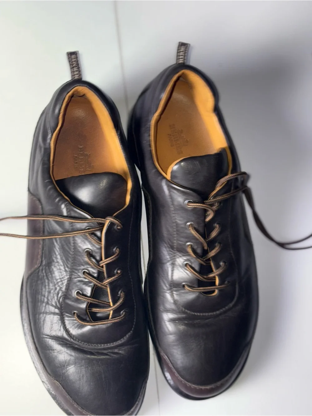 Men's Brown Leather Lace-Up Slip-On Loafers